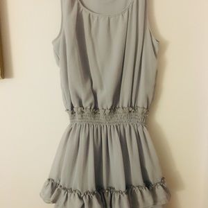 Cute Grey Chiffon Ruffle Dress